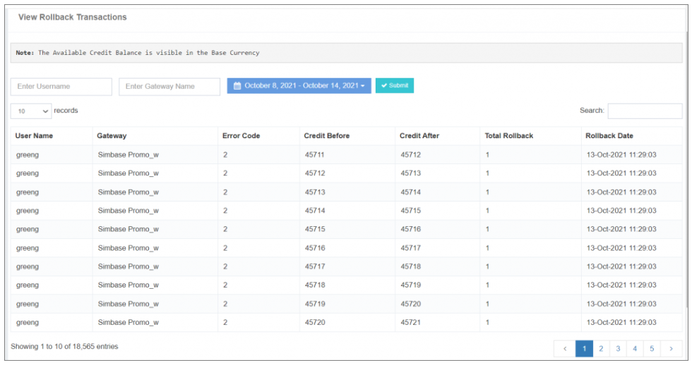 Rollback Transactions