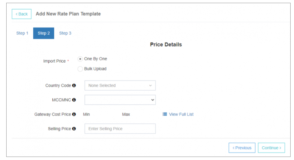 Add Rate Plan Template