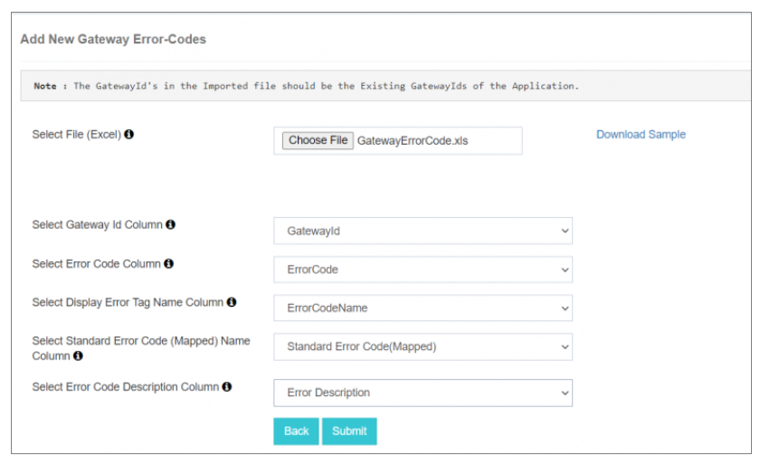 Configure Error Codes