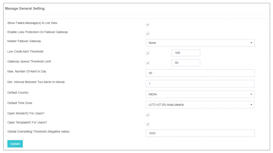 Manage General Settings