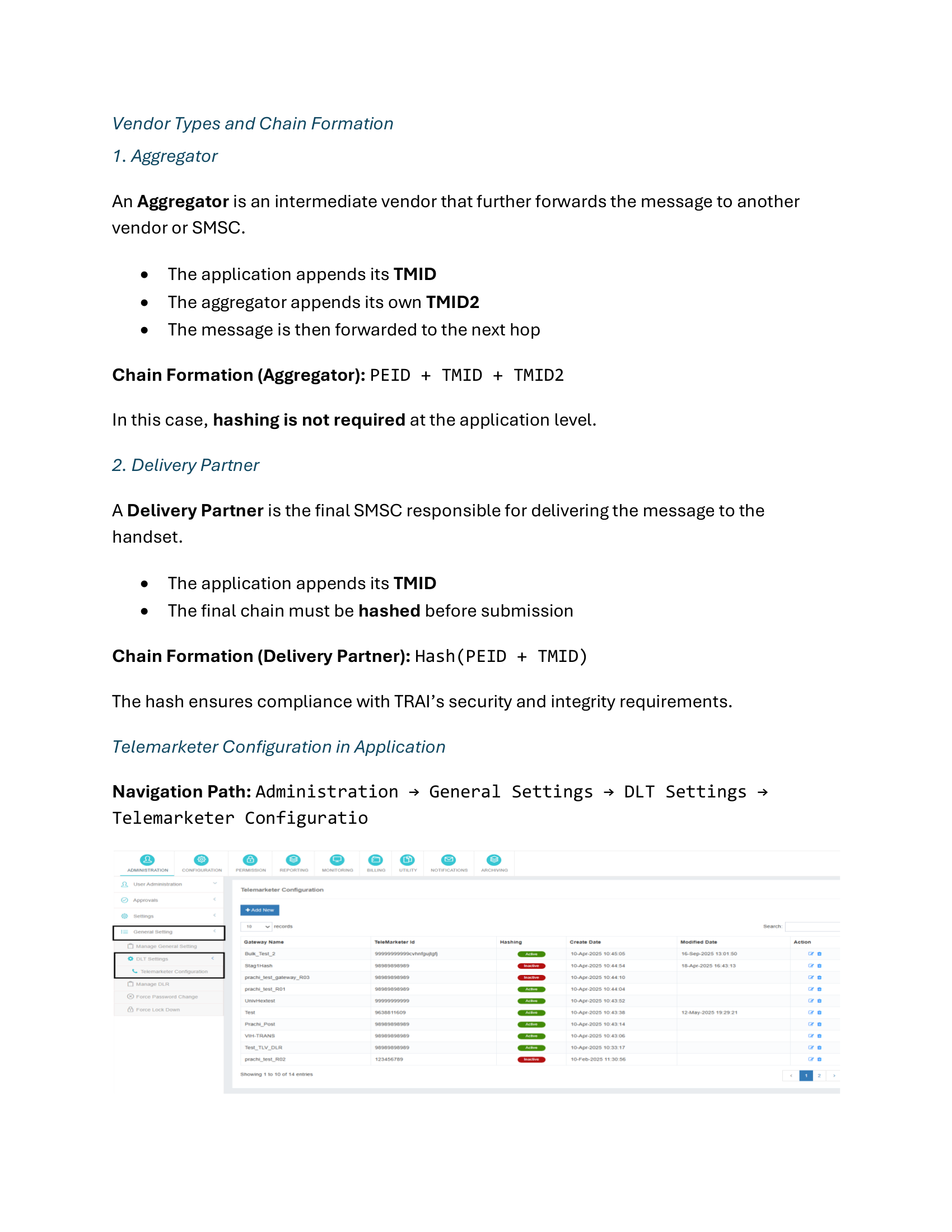 Telemarketer Configuration List