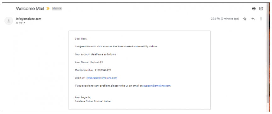 New Account by Admin