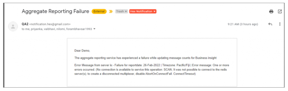 Aggregate Reporting Failure