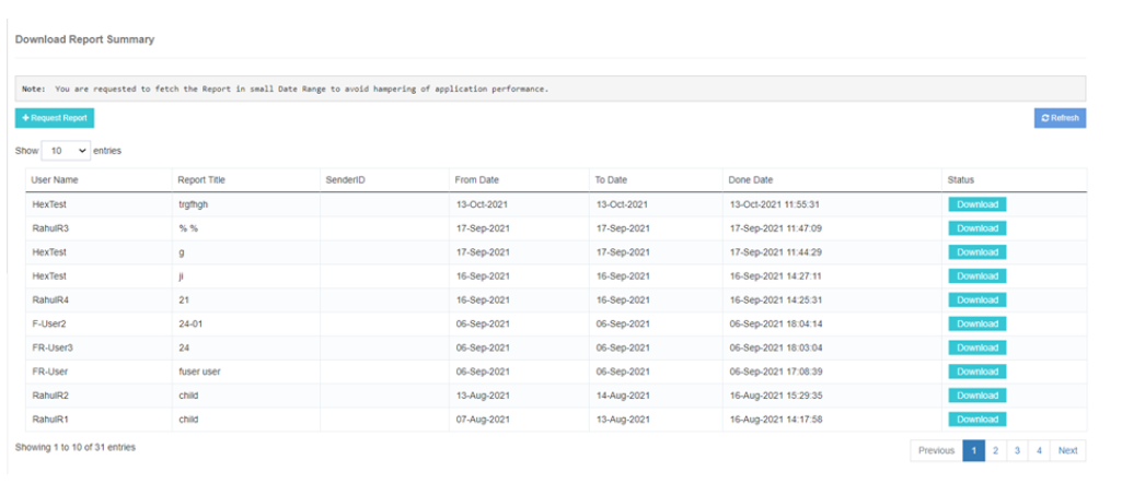 Download Report Option