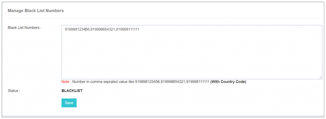 Blacklist Numbers
