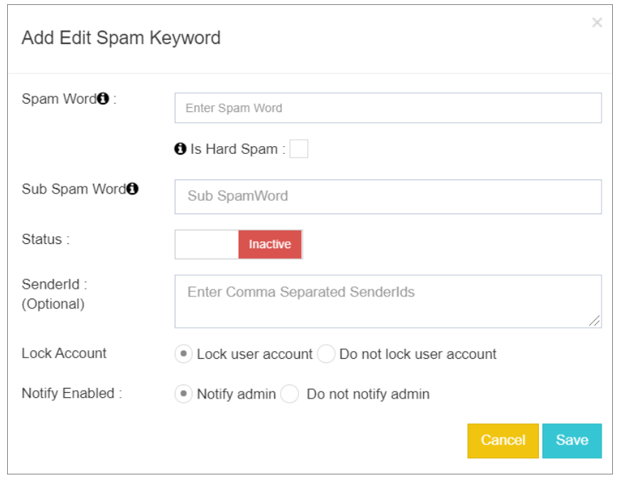 Spam Keyword Config