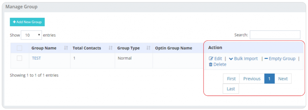 Manage Group Actions